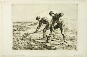 Två män som gräver av Jean Francois Millet