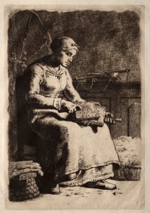 Kvinna som kardar ull av Jean Francois Millet