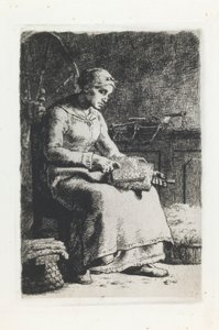 Kvinna som kardar ull av Jean Francois Millet