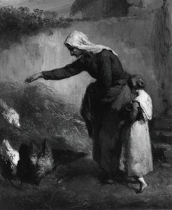 Kvinna som matar höns, 184648. av Jean Francois Millet