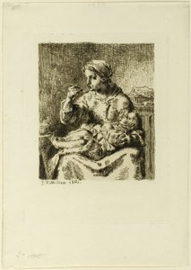 Kvinna Matar Hennes Barn av Jean Francois Millet