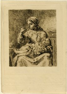Kvinna Matar Hennes Barn av Jean Francois Millet