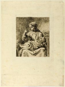 Kvinna Matar Hennes Barn av Jean Francois Millet
