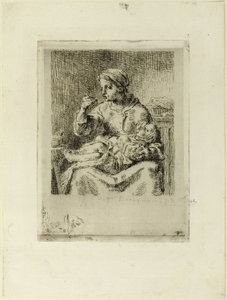 Kvinna Matar Hennes Barn av Jean Francois Millet