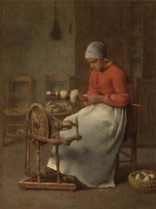 Kvinna som spinner, ca 1855-60 av Jean Francois Millet