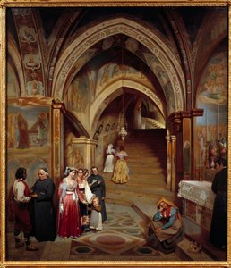 Utsikt över kyrkan i benediktinerklostret San Subiaco Målning av Jean Francois Montessuy (1804-1876) av Jean Francois Montessuy