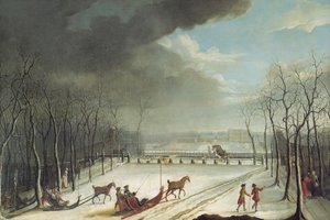 Prinsen av Conde på jakt i en släde 1767 av Jean Francois Perdrix
