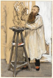 Porträtt av skulptören Auguste Rodin i hans ateljé