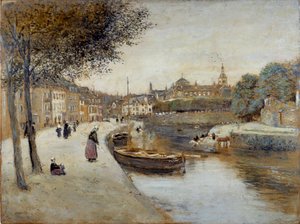 En kanal i Quimperle-målning av Jean Francois Raffaelli (1850-1924), 1900-talet. Le Havre Museum of Fine Arts