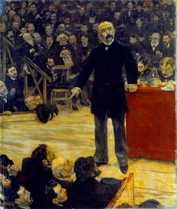 Georges Clemenceau (1841-1929) håller ett tal på Fernando Circus (1883). Målning av Jean Francois Raffaelli (1850-1924)