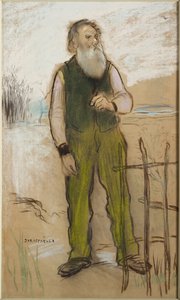 Man i stadens utkanter, ca 1885 (svart krita  pastell på papper)