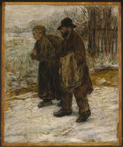 Parisian Rag Pickers, c.1885 (olja och krita på papper monterade på panel) av Jean Francois Raffaelli