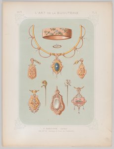 Smyckesdesigner i guld och roséguld, 1879. av Jean François Barousse