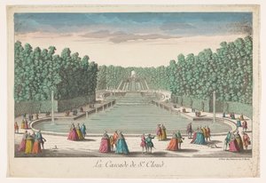 Utsikt över kaskaderna i trädgården på Château de Saint-Cloud La cascade de St. Cloud (titel på objekt)