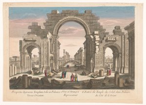 Vy över ruinen av pelargångsbågen vid Palmyra, sett från öster 11:e. Vue d