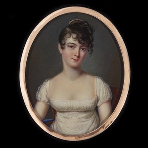 Porträtt av Madame Récamier, född Julie Bernard 1777-1849, ca 1805. av Jean-François Gérard Fontallard