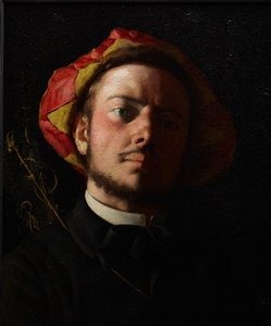 Porträtt av Paul Verlaine som trubadur av Jean Frederic Bazille
