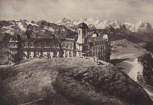 Hotel Rigi Kulm, utsikt över Bernalperna (s/v foto) av Jean Gaberell