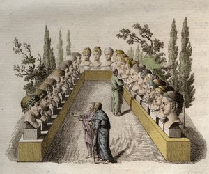 Physiognomy - Physiognomony - Flera filosofer som observerar och försöker penetrera olika fysiognomier - gravyr från 1808 i "Konsten att känna människor genom fysiognomi" av Johann Gaspar (Gaspard) Lavater (1741-1801) - 1806 av Jean Gaspard Lavater