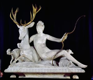 Diana monterad på en hjort (marmor och brons) (se även 148837)