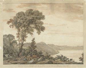 Utsikt över Castel Gandolfo och sjön Albano av Jean Grandjean