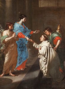 Den välsignade Hermann Josephs mystiska förlovning med Jungfru Maria. av Jean Guillaume Carlier