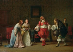 Mascarille presenterar Jodelet för Cathos och Madelon, 1865 av Jean Hegesippe Vetter