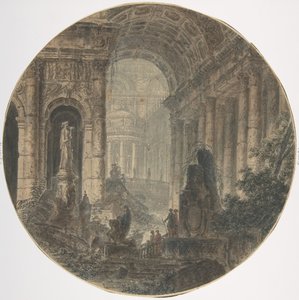 Arkitektonisk fantasi, 1700-tal. av Jean Henri Alexandre Pernet.