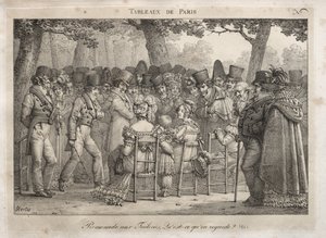 Scenes of Paris: Promenade in the Tuileries. Vad tittar de på? av Jean Henri Marlet