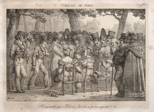 Scenes of Paris: Promenade in the Tuileries. Vad tittar de på?