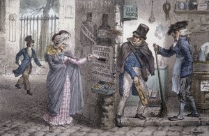 Brevlådan - Litografi av Marlet, sent 1800-tal