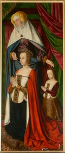 Anne de Beaujeu och hennes dotter Suzanne, med Sainte Anne, detalj. Triptyk av Moulins mästare