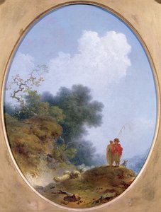En herde som spelar flöjt medan en bondflicka lyssnar, 1765 av Jean Honore Fragonard