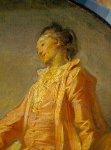 Detalj av "" Början av modellen"" En ung blyg modell vågade vara. Målning av Jean Honore Fragonard (1732-1806). Paris. Jacquemart Andre-museet av Jean Honore Fragonard