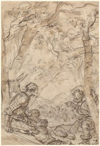 Don Quijote och Sancho Panza bevittnar attacken mot Rocinante av Jean Honore Fragonard
