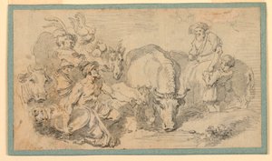 Teckning, orientalisk scen, ca 1770 av Jean Honore Fragonard