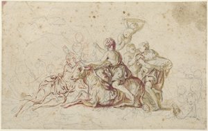 Europa kidnappad av Jupiter i skepnad av en tjur (?) av Jean Honore Fragonard
