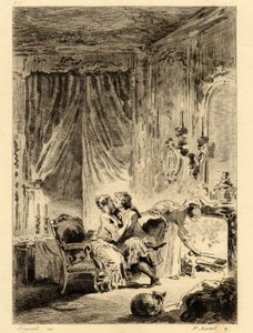 Jean de la Fontaine (1621 - 1695). "" Sagor. The prayer of Saint Julien”, illustration av Fragonard (1732 - 1806). Teckning. av Jean Honore Fragonard