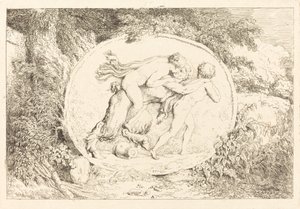 Nymph Astride a Satyr (Ung flicka på en satyr) av Jean Honore Fragonard