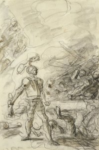 Orlando betvingar en brigand med ett brandmärke (penna och bläck, krita och tvätt på papper) av Jean Honore Fragonard