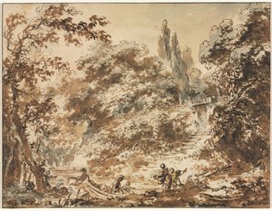 Scen i en park, ca. 1760. av Jean Honore Fragonard