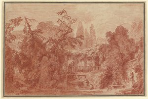 Terrass och trädgård i en italiensk villa av Jean Honore Fragonard