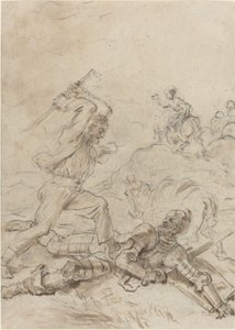 Muletern attackerar Don Quijote när han ligger hjälplös på marken av Jean Honore Fragonard