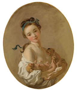 Ung flicka håller två valpar, ca 1770 av Jean Honore Fragonard
