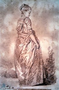 Ung kvinna går och ritar ett blod av Jean Honore Fragonard av Jean Honore Fragonard
