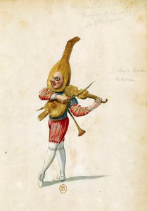 Kostymskiss av Jean Berain den äldre (1640-1711) till Le feste di Amore e di Bacco (Kärlekens och Bacchus fest), balett av Jean-Baptiste Lully (1632-1687), framförd på Palais-Royal i Paris den 15 november.