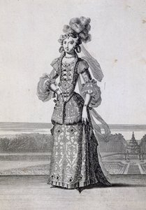 Kvinnliga balettdräkter, gravyr av Jean Berain den äldre (1637-1711), Frankrike
