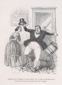 ...Glad att komma undan så billigt. från Människolivets små elände, 1843. av Jean Ignace Isidore Gérard