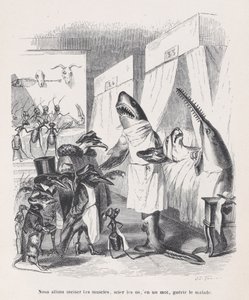 Vi ska snitta musklerna, såga benen, med ett ord, läka sjuka från Sc..., ca. 1837-47. av Jean Ignace Isidore Gérard