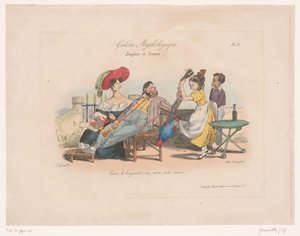 Jupiter och Juno får nektar från Hebe Jupiter et Junon (titel på objekt) Mytologiska plattor (serietitel) Gallery Mythologique (serietitel på objekt) av Jean Ignace Isidore Gérard Grandville